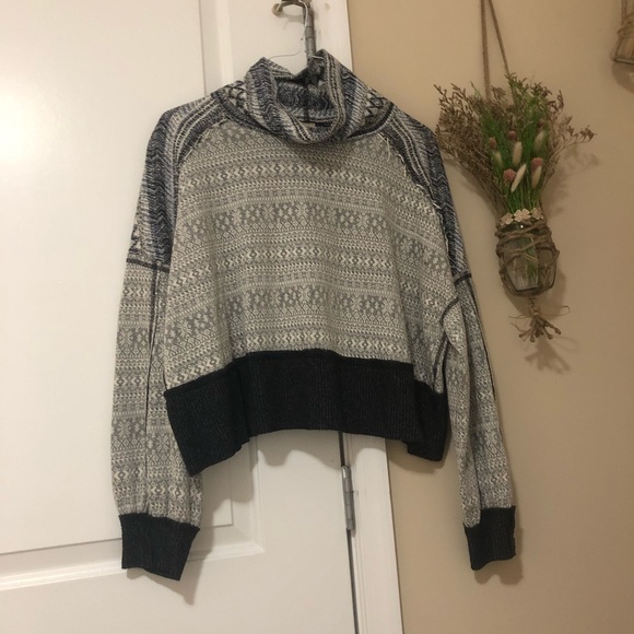 Free People Sweaters - Free people snowflake geometric cowl neck sweater size small